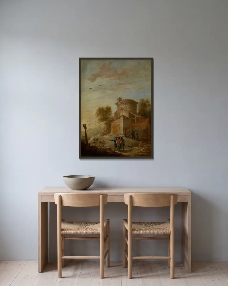 Nachmittag von David Teniers The Younger gerahmt an einer Wand