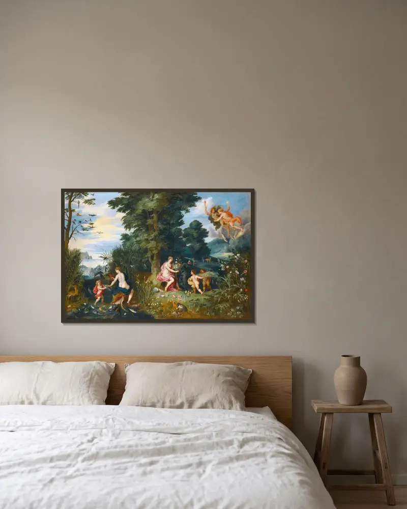 Allegori över de fyra elementen av Jan Brueghel the Younger inramad på en vägg