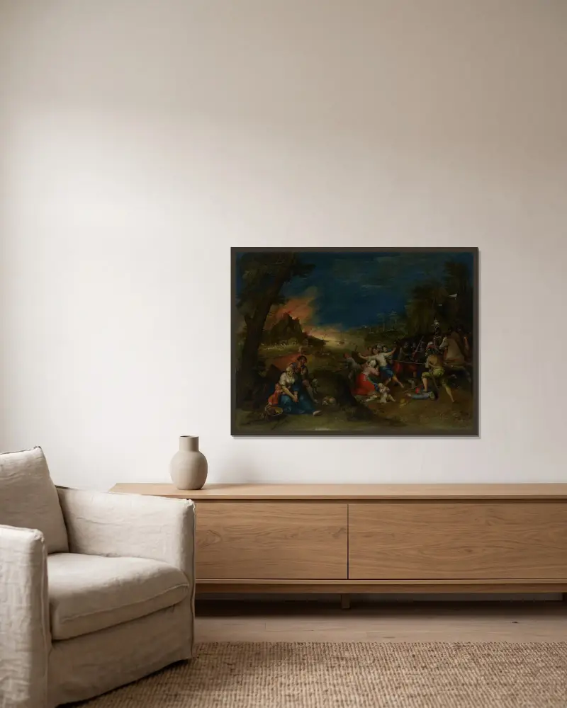 Allegori över kriget av Frans Francken the Younger inramad på en vägg