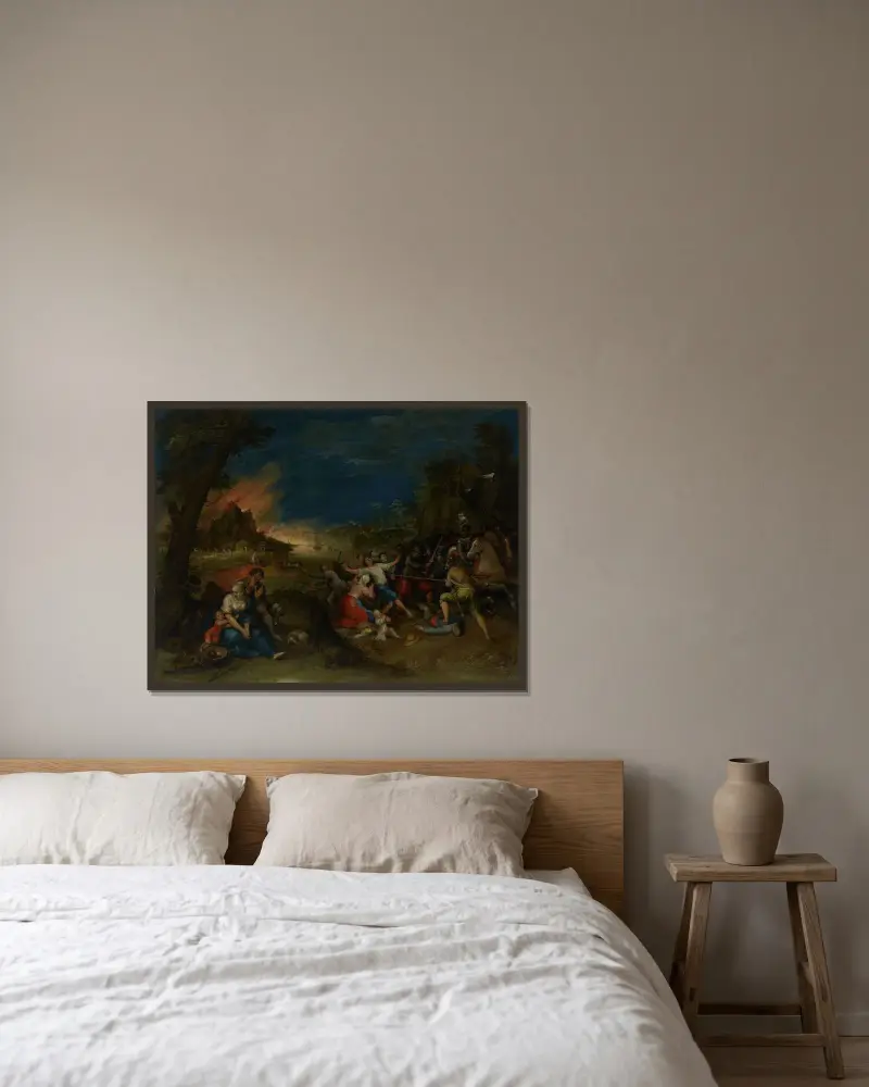 Allegori över kriget av Frans Francken the Younger inramad på en vägg