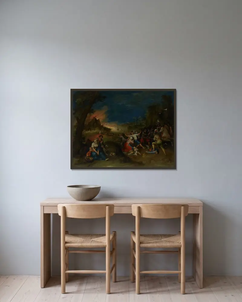 Allegori över kriget av Frans Francken the Younger inramad på en vägg