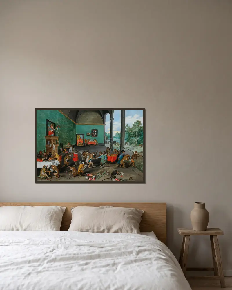 An Allegory of Tulipomania av Jan Brueghel the Younger inramad på en vägg