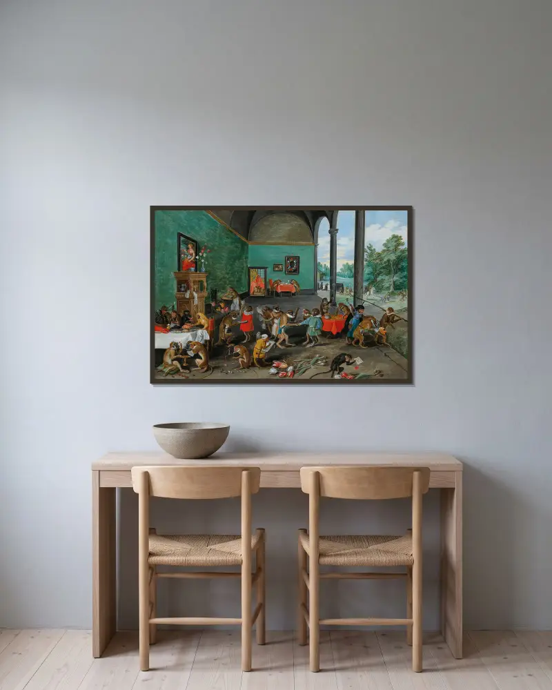 An Allegory of Tulipomania av Jan Brueghel the Younger inramad på en vägg