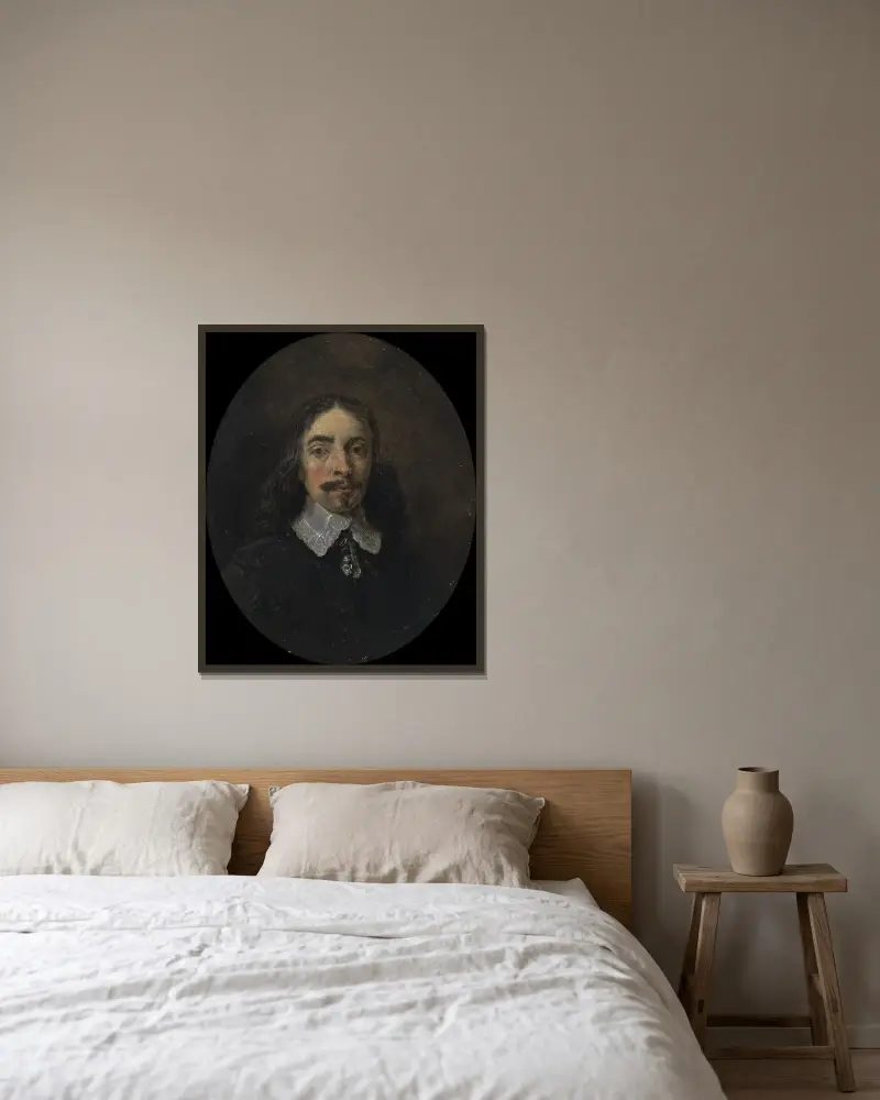 Ein unbekannter Mann von David Teniers The Younger gerahmt an einer Wand