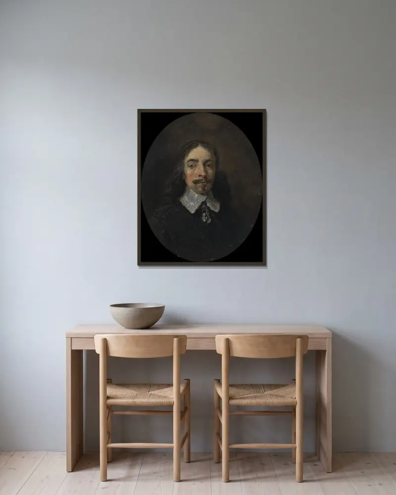 Ein unbekannter Mann von David Teniers The Younger gerahmt an einer Wand