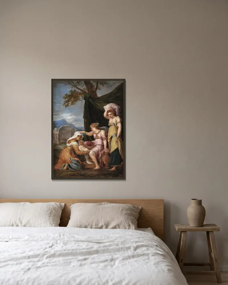 Jupiters födelse av David Teniers The Younger inramad på en vägg