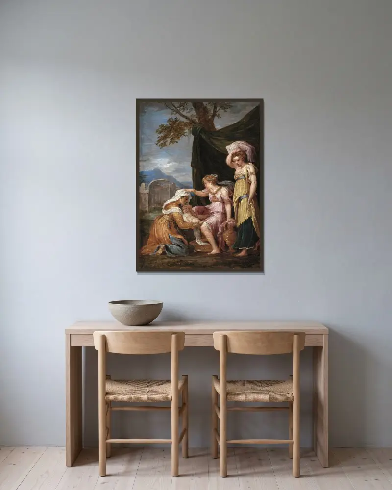Jupiters födelse av David Teniers The Younger inramad på en vägg