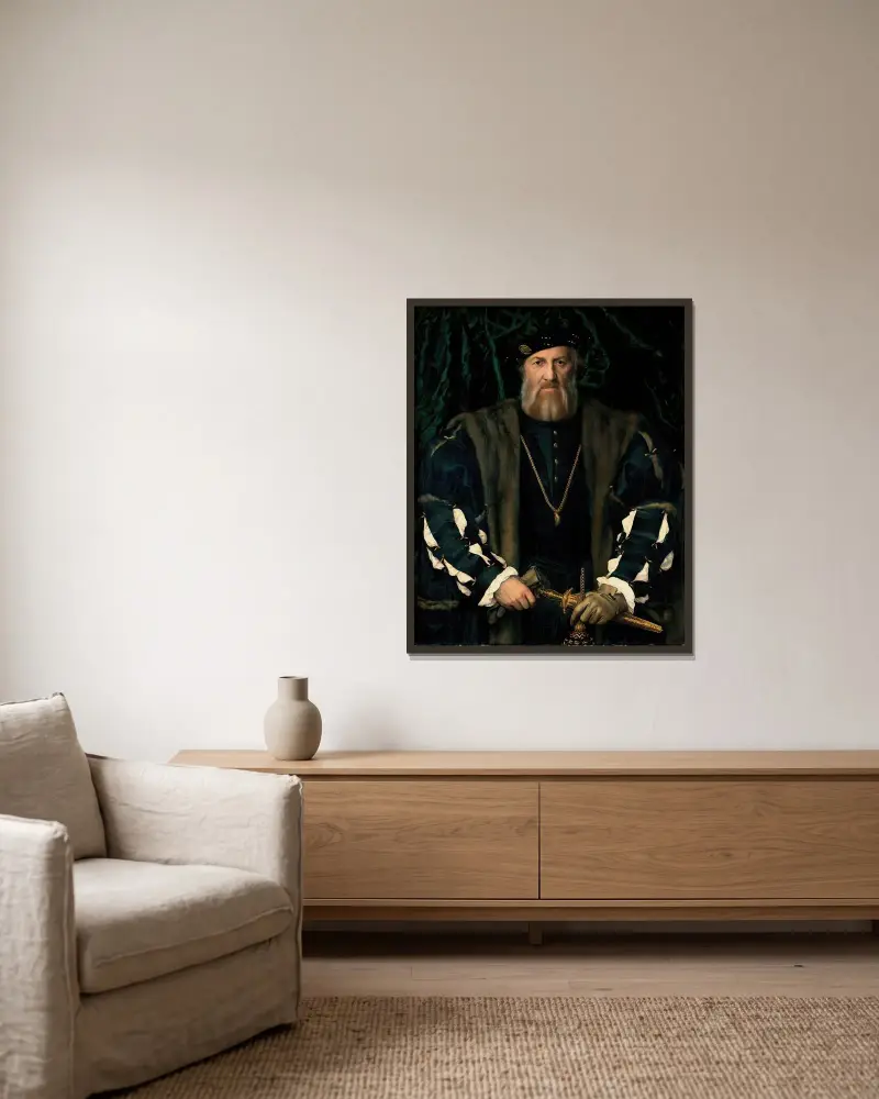 Charles de Solier, Sieur de Morette av Hans Holbein The Younger inramad på en vägg