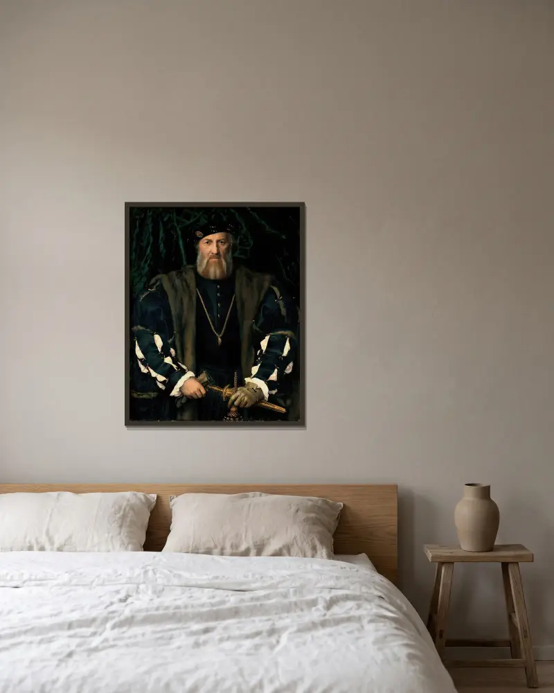 Charles de Solier, Sieur de Morette av Hans Holbein The Younger inramad på en vägg