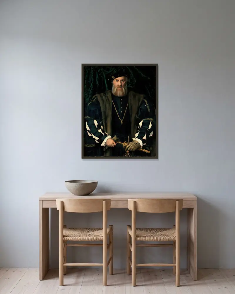 Charles de Solier, Sieur de Morette av Hans Holbein The Younger inramad på en vägg