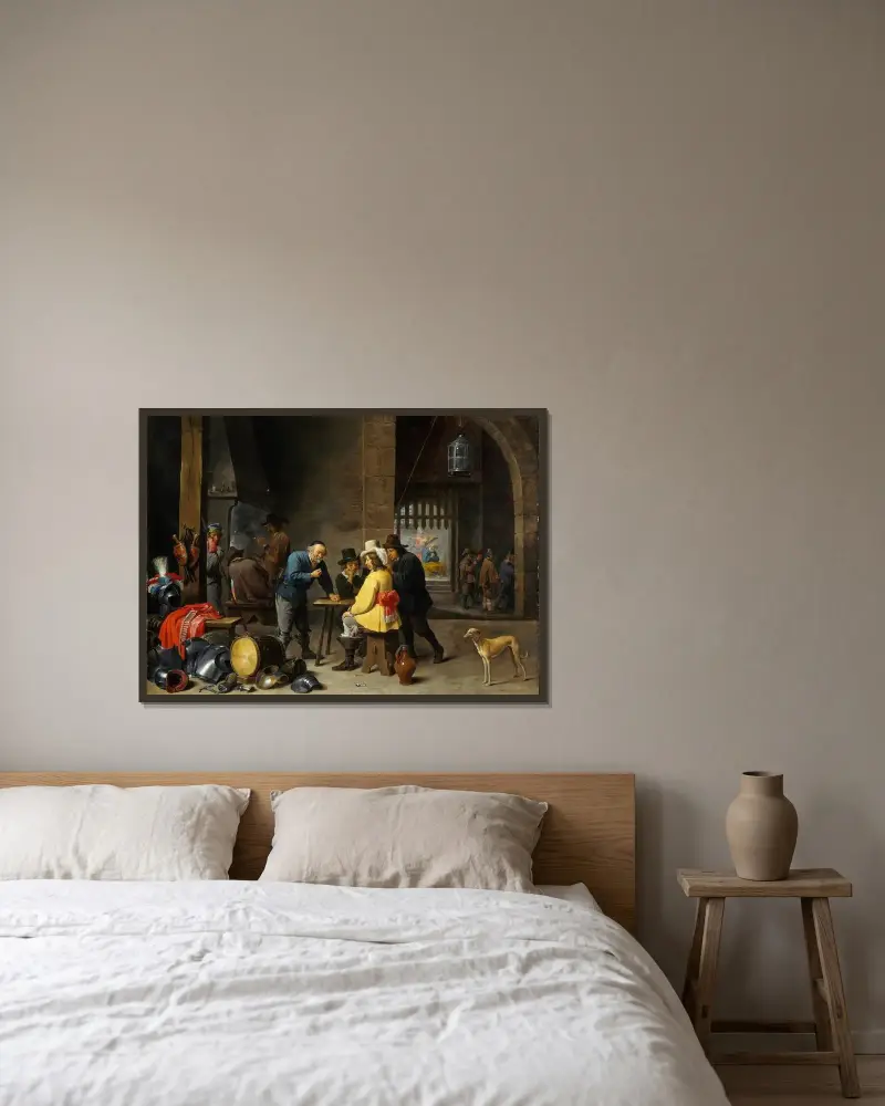 Vaktstugan med den helige Petrus befrielse av David Teniers The Younger inramad på en vägg