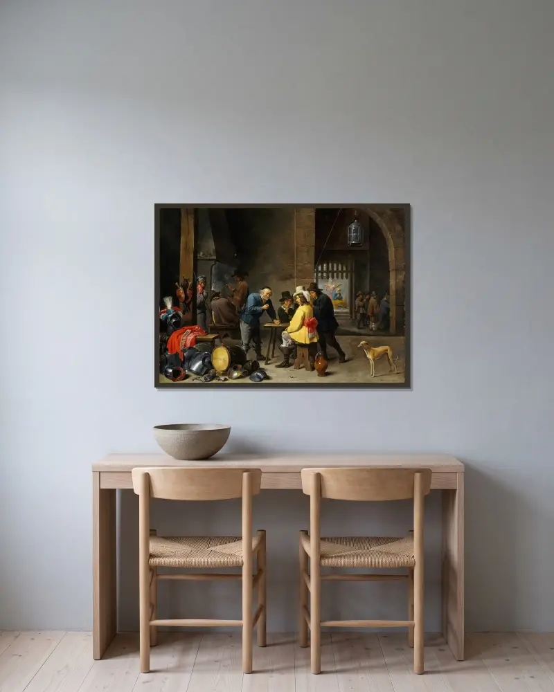 Vaktstugan med den helige Petrus befrielse av David Teniers The Younger inramad på en vägg