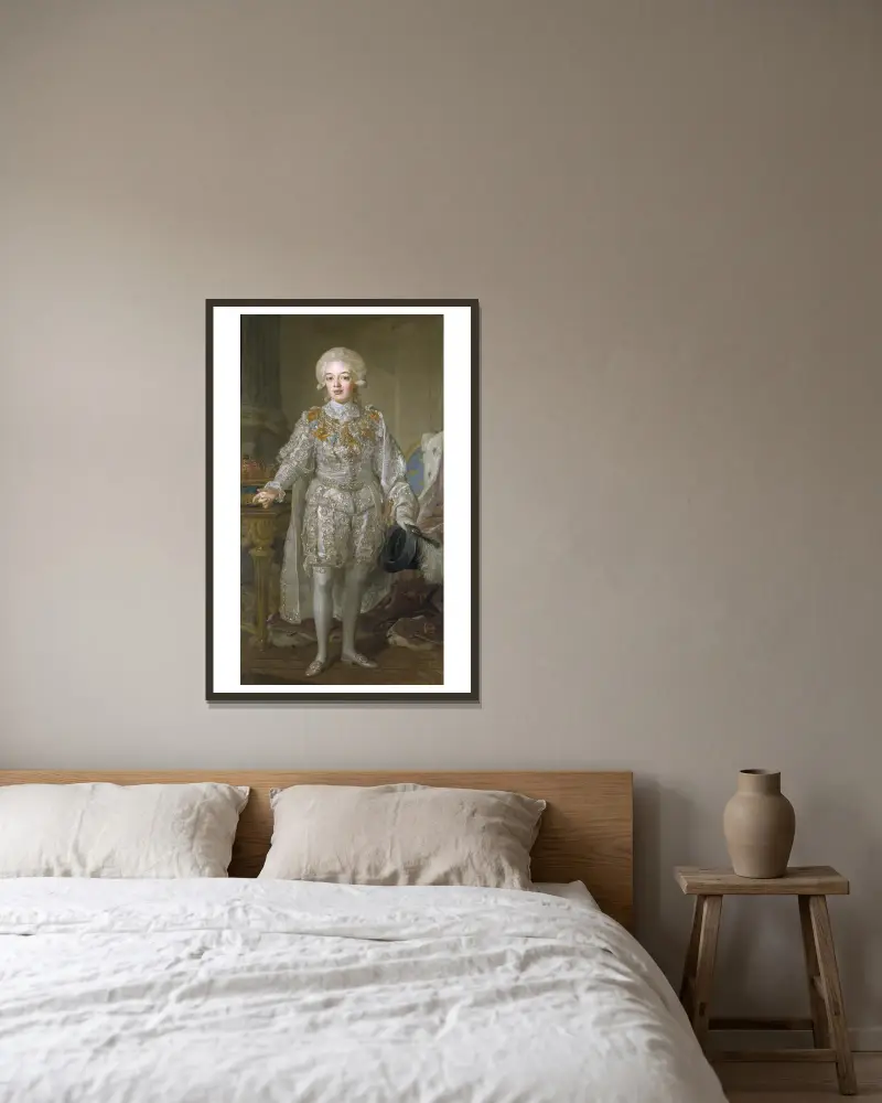 Gustav IV Adolf som barn av Lorens Pasch the Younger inramad på en vägg