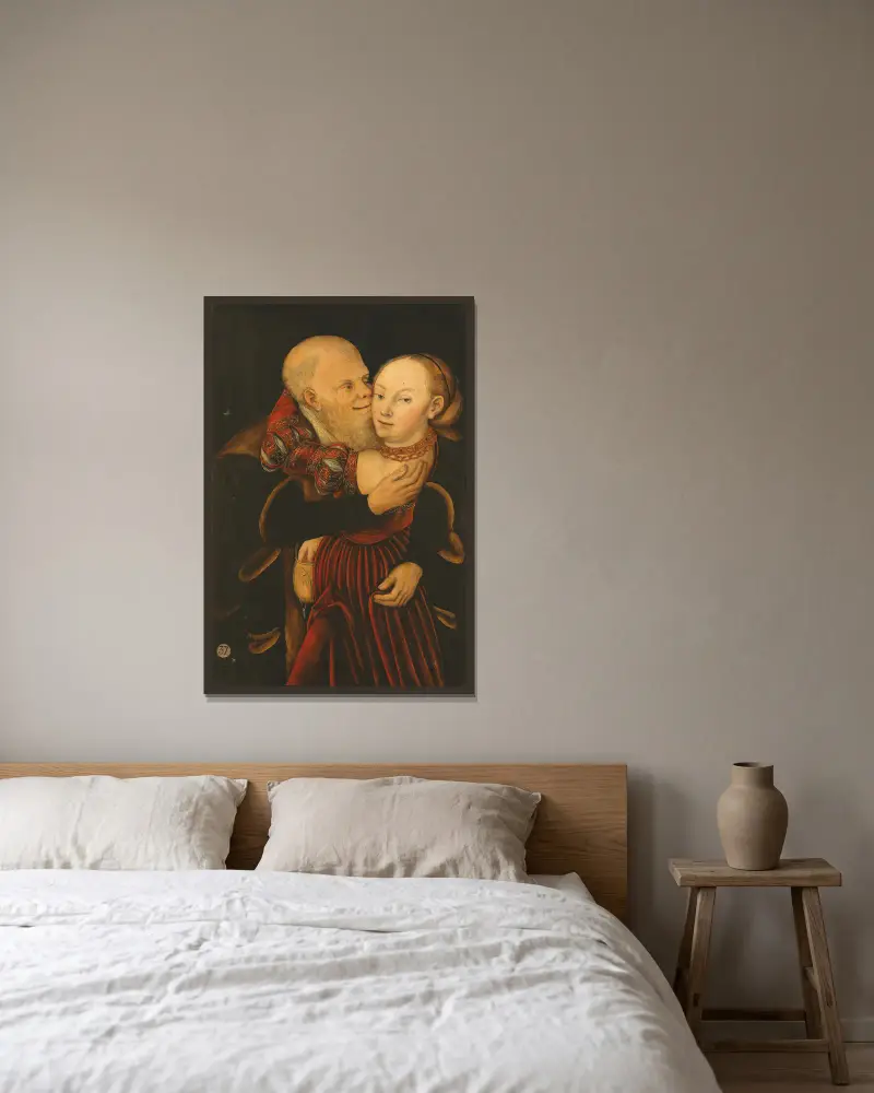 Nesourodí milenci, Lucas Cranach the Younger v rámu na stěně