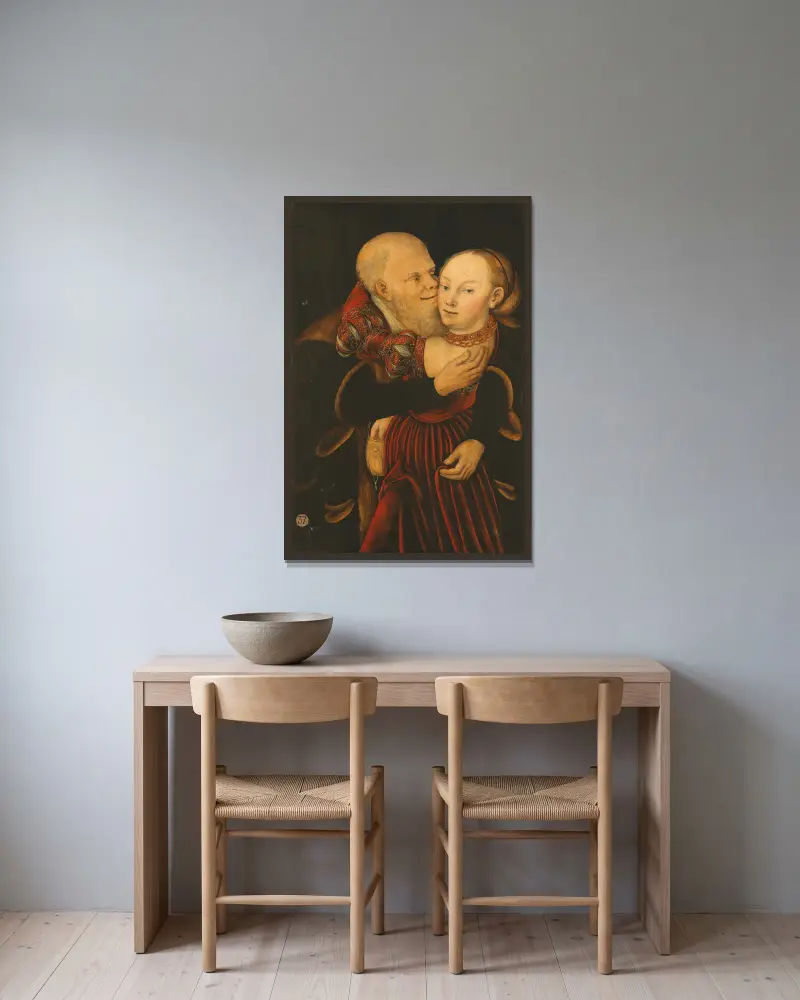 Nesourodí milenci, Lucas Cranach the Younger v rámu na stěně