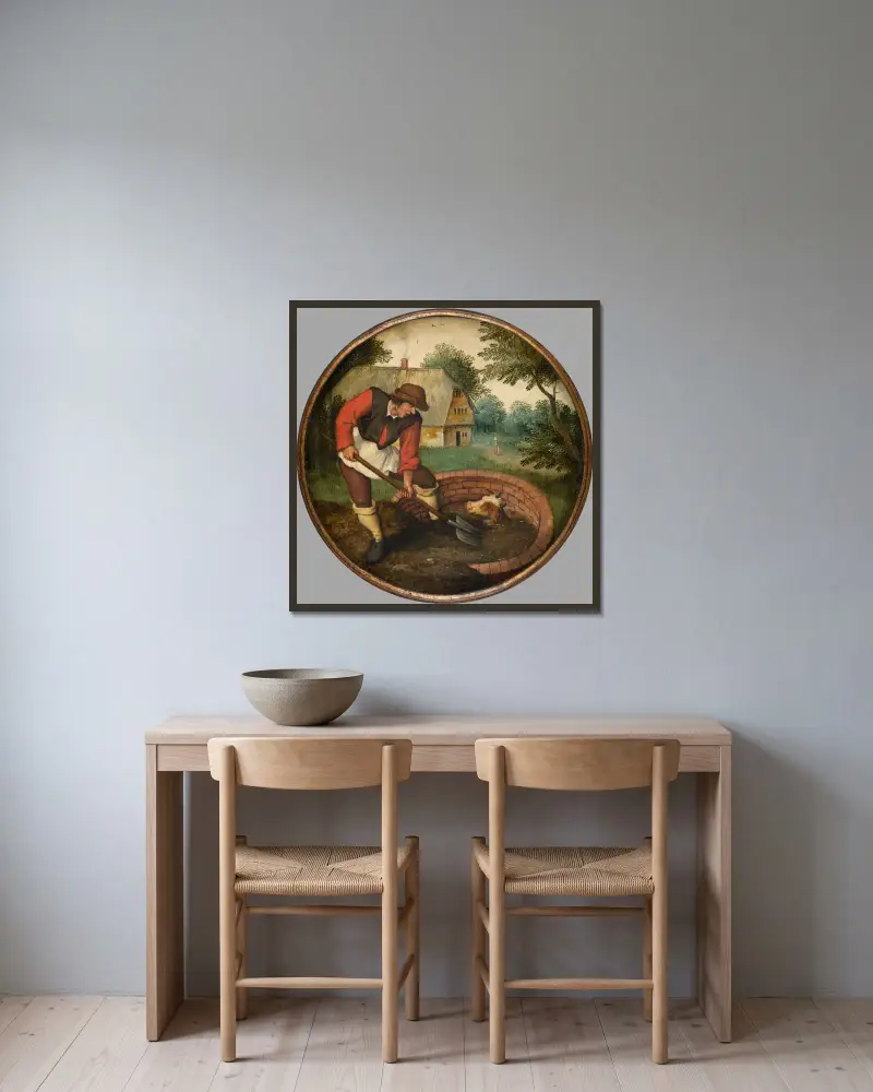 Za późno jest zasypywać studnię, gdy cielę już utonęło, Pieter Brueghel The Younger w ramie na ścianie