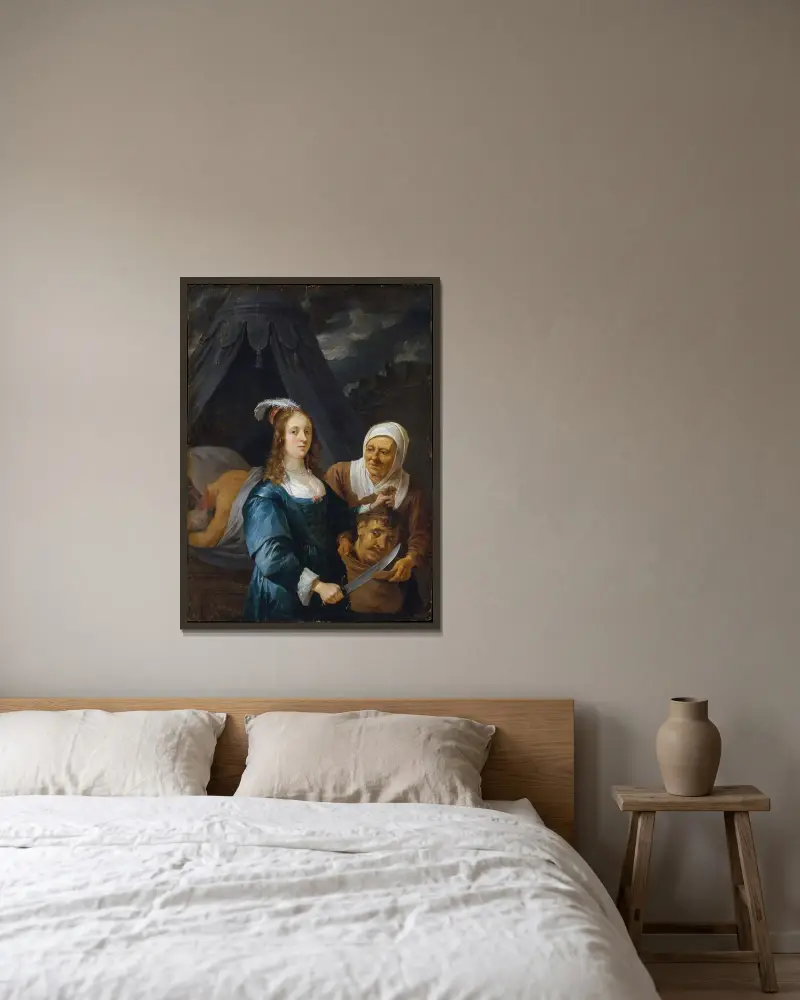 Judith med Holofernes huvud av David Teniers The Younger inramad på en vägg