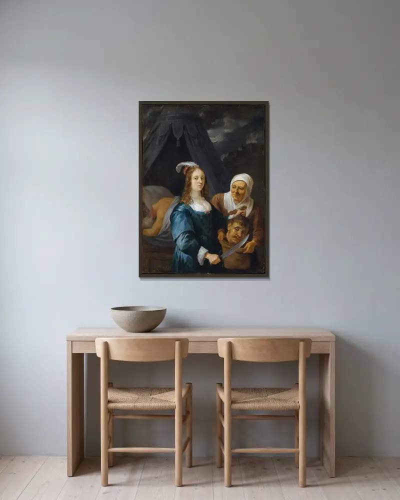 Judith med Holofernes huvud av David Teniers The Younger inramad på en vägg