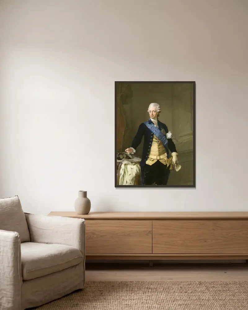 Król Gustaw III Szwedzki, 1777, Lorens Pasch the Younger w ramie na ścianie
