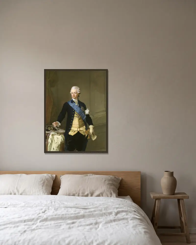 Król Gustaw III Szwedzki, 1777, Lorens Pasch the Younger w ramie na ścianie