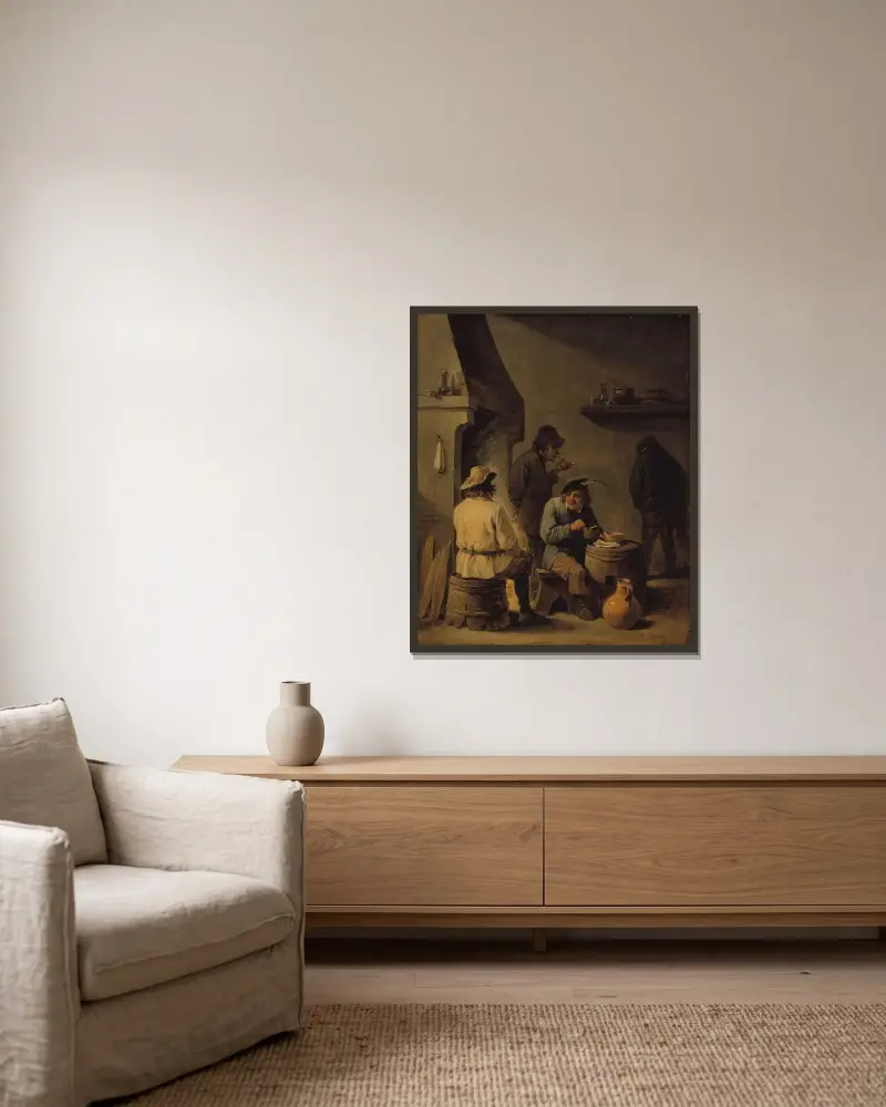 Die Tabakstube von David Teniers The Younger gerahmt an einer Wand