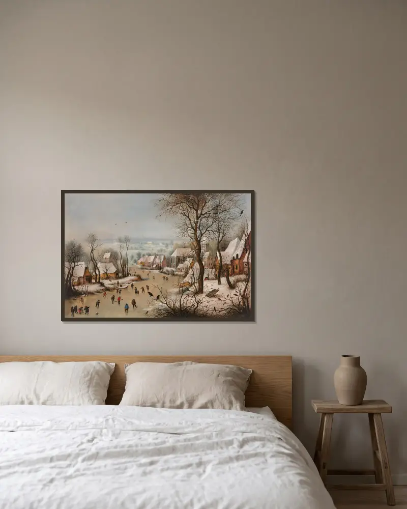 Die Vogelfalle von Pieter Brueghel The Younger gerahmt an einer Wand