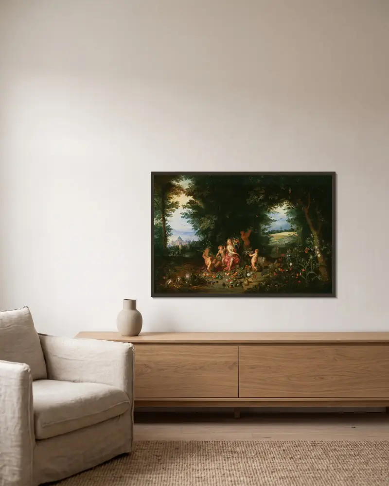 Krajina s Ceres (Alegorie Země), Jan Brueghel the Younger v rámu na stěně