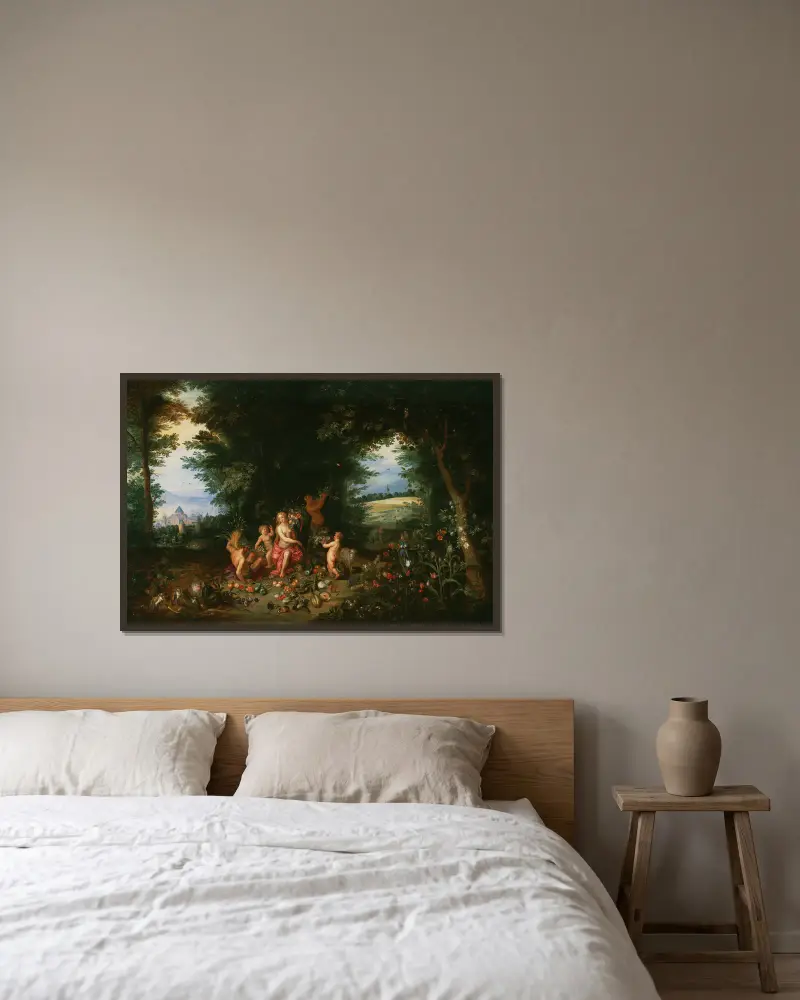Krajina s Ceres (Alegorie Země), Jan Brueghel the Younger v rámu na stěně