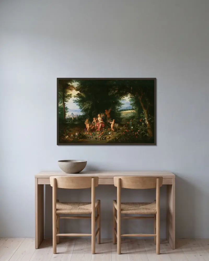 Krajina s Ceres (Alegorie Země), Jan Brueghel the Younger v rámu na stěně