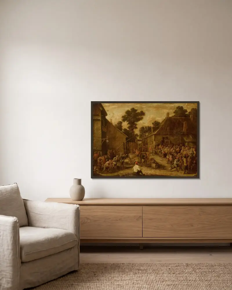 Muntra tillställningar på landsbygden av David Teniers The Younger inramad på en vägg