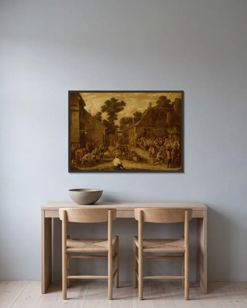 Muntra tillställningar på landsbygden av David Teniers The Younger inramad på en vägg