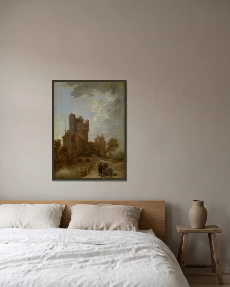 Morgon av David Teniers The Younger inramad på en vägg