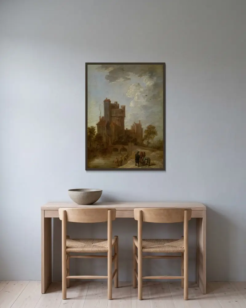 Morgon av David Teniers The Younger inramad på en vägg