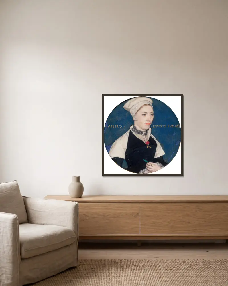 Paní Jane Small, Hans Holbein The Younger v rámu na stěně