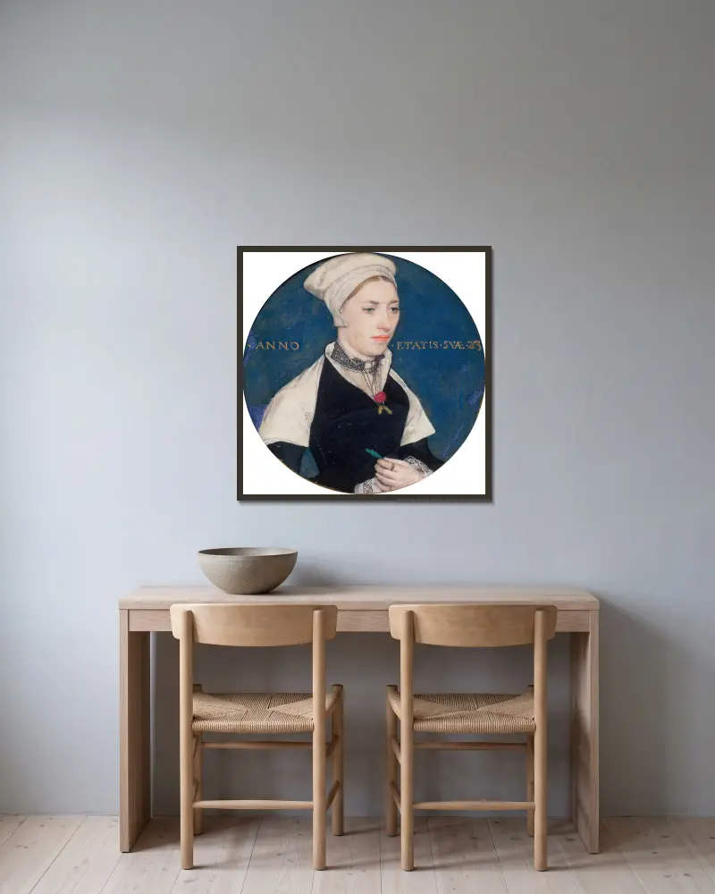 Paní Jane Small, Hans Holbein The Younger v rámu na stěně
