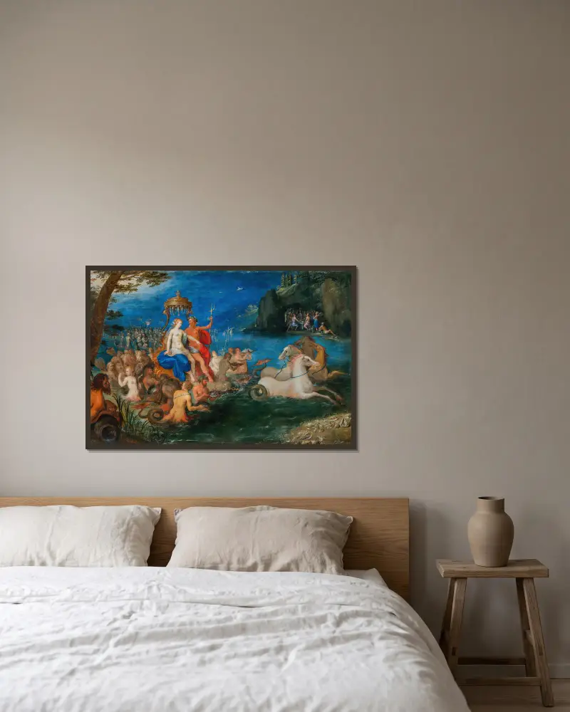 Neptun und Amphitrite von Frans Francken the Younger gerahmt an einer Wand