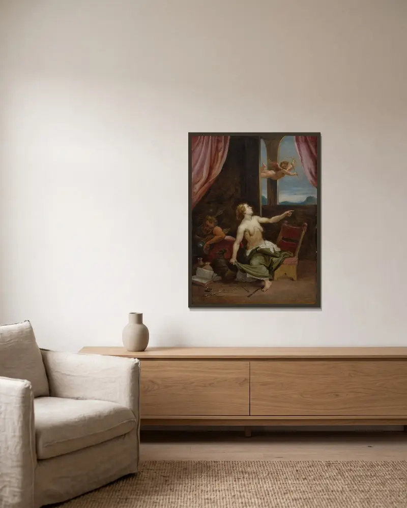 Ålderdomen söker ungdomen av David Teniers The Younger inramad på en vägg