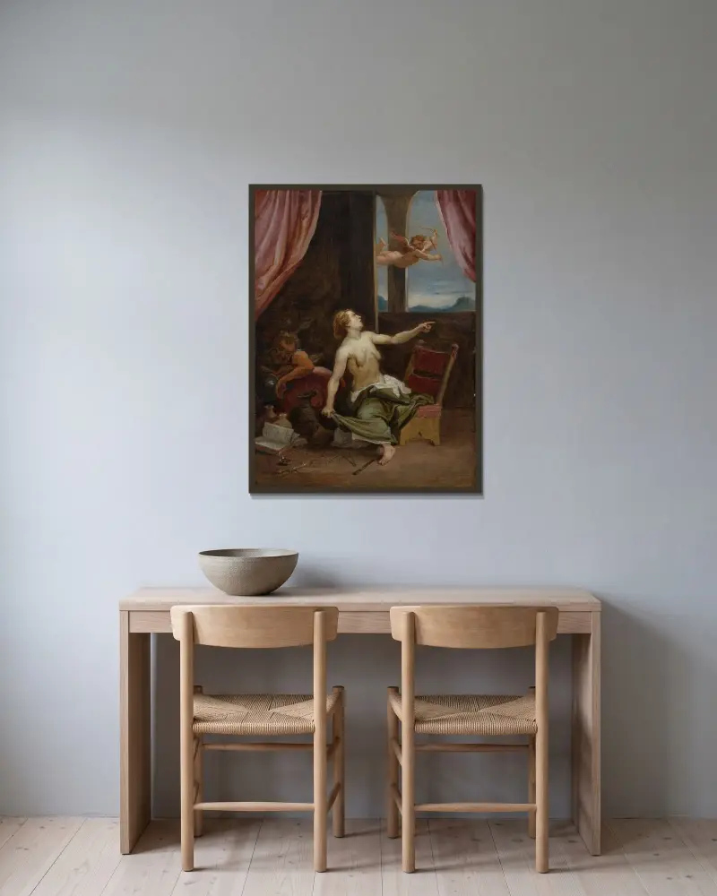 Ålderdomen söker ungdomen av David Teniers The Younger inramad på en vägg