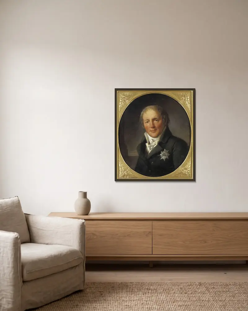 Pehr Erik Skjöldebrand (1769-1826) av Per Krafft the Younger inramad på en vägg