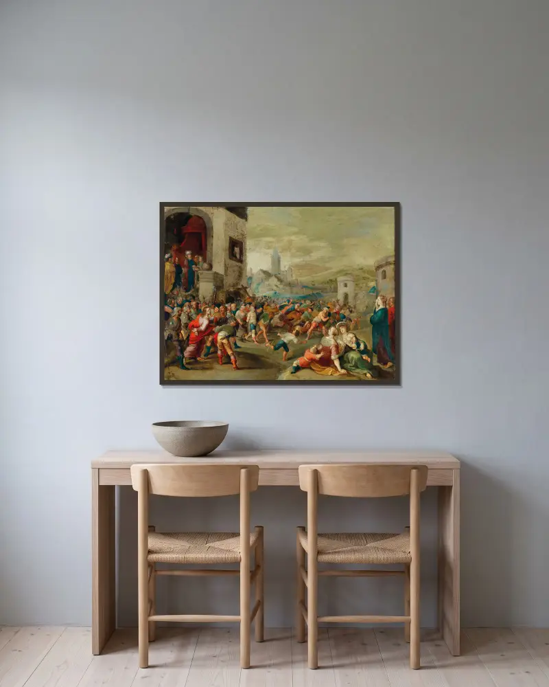 Pilate washing his hands in innocence av Frans Francken the Younger inramad på en vägg