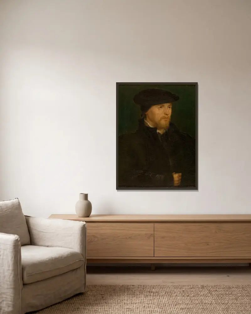 Portrait of a Man av Hans Holbein The Younger inramad på en vägg