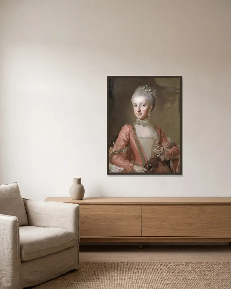 Prinzessin Sofia Albertina von Schweden von Lorens Pasch the Younger gerahmt an einer Wand