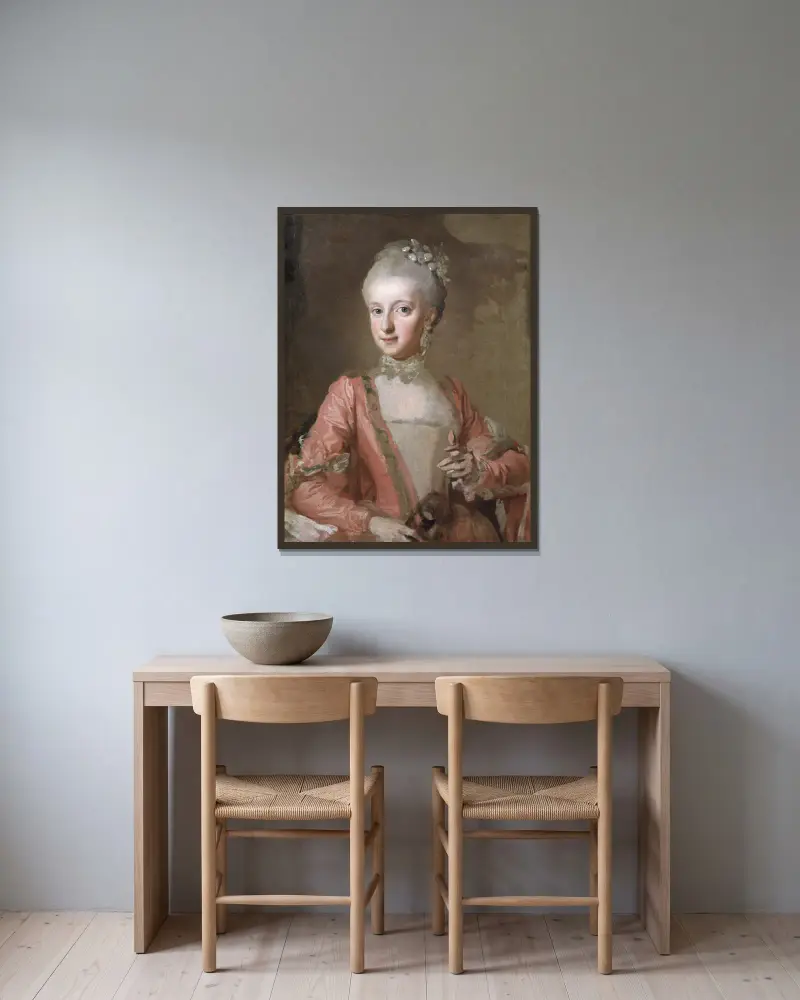 Prinzessin Sofia Albertina von Schweden von Lorens Pasch the Younger gerahmt an einer Wand