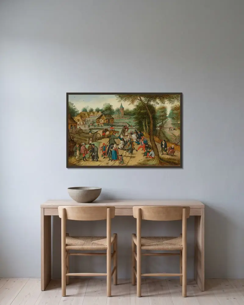 Rückkehr von der Kirmes von Pieter Brueghel The Younger gerahmt an einer Wand
