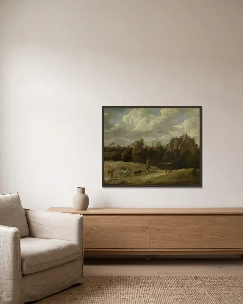 Rückkehr von der Jagd von David Teniers The Younger gerahmt an einer Wand