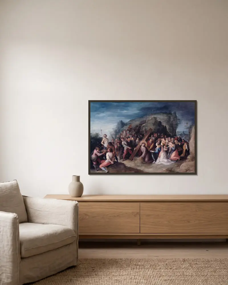 Vägen till Golgata av Frans Francken the Younger inramad på en vägg