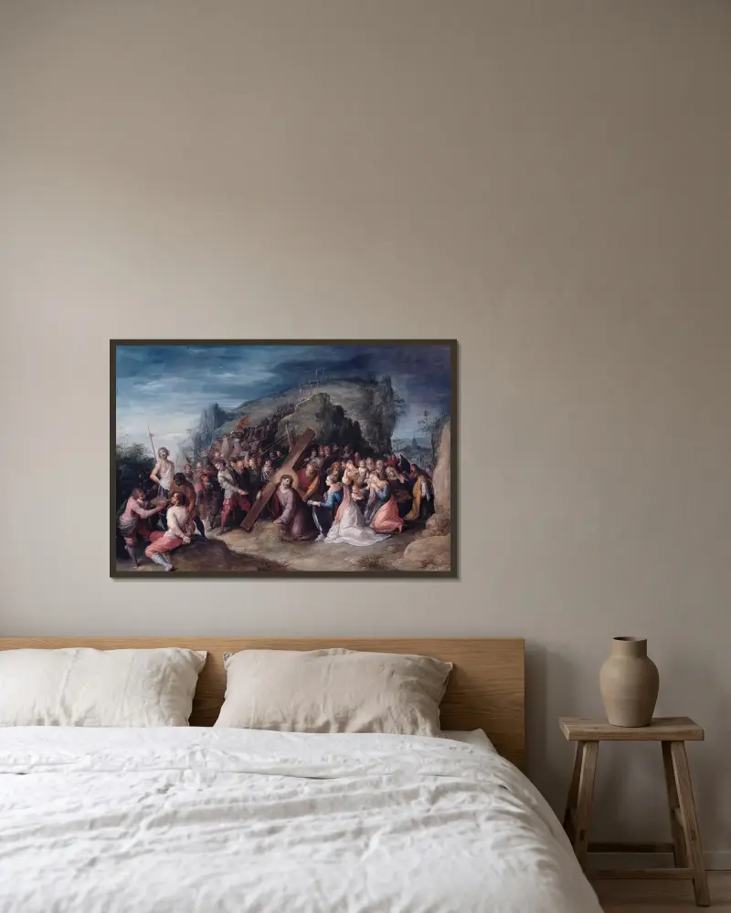Vägen till Golgata av Frans Francken the Younger inramad på en vägg