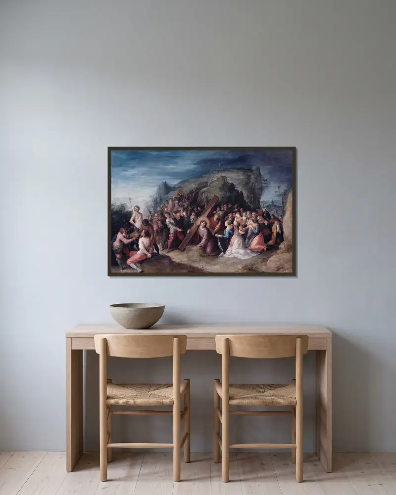 Vägen till Golgata av Frans Francken the Younger inramad på en vägg