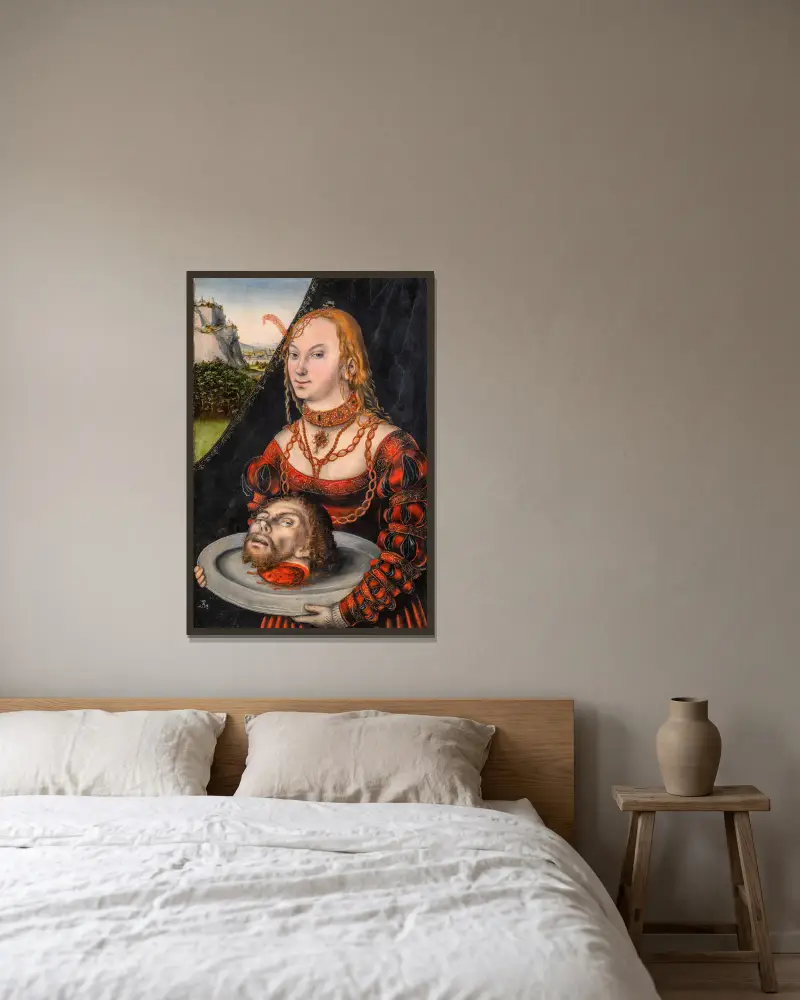 Salome von Lucas Cranach the Younger gerahmt an einer Wand