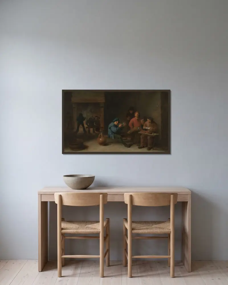 Raucher von David Teniers The Younger gerahmt an einer Wand